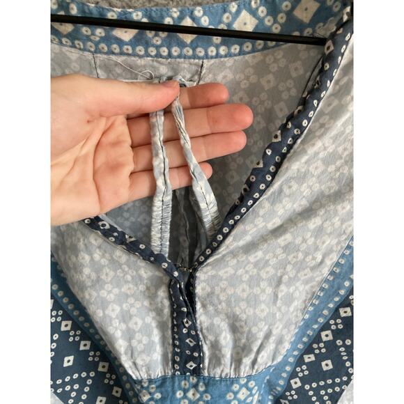 Emerson Fry Maxi Dress Caftan One Size Geometric Oversized Blue Boho Hippie - Picture 7 of 16